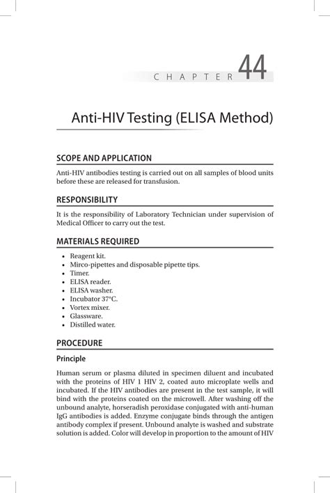 hiv elisa test procedure pdf